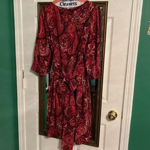 Talbot's Red and Black Paisley dress with empire ties. EUC Size 12